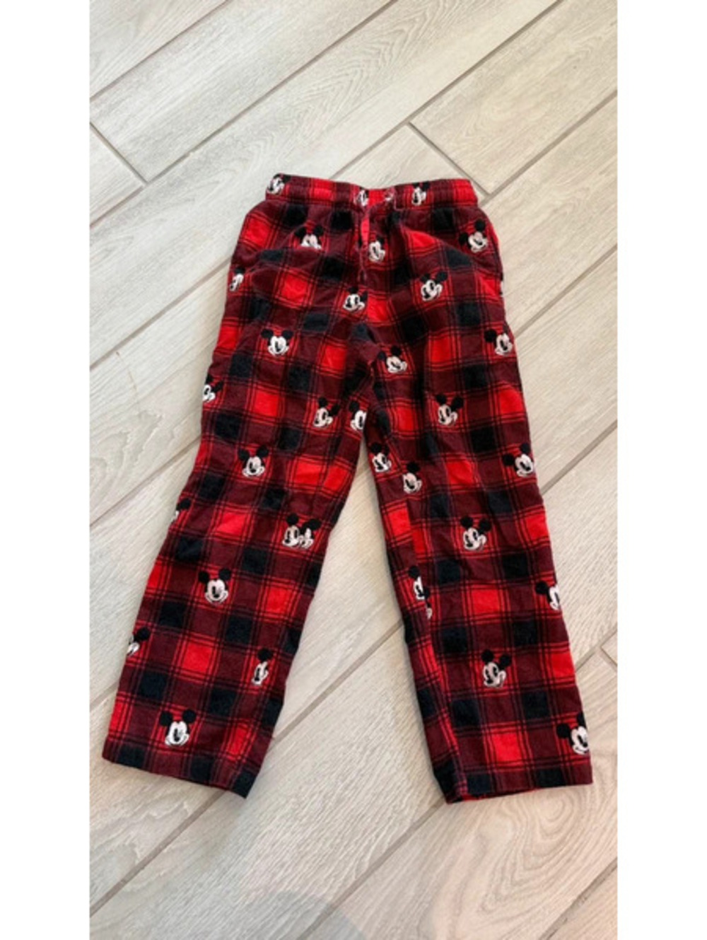 Forever 21 Disney Kids Red Plaid Mickey Mouse Lounge Pants Size 5/6